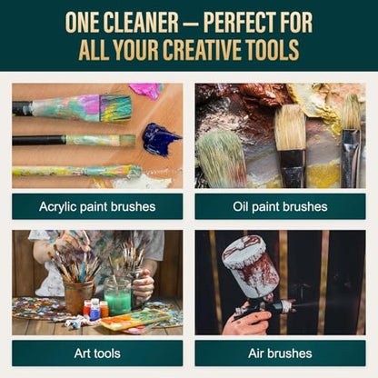 Oil Paint Brush Cleaner and Restorer-Paintbrush Cleaner for Acrylic, Oil, and Glass Paints-Biodegradable, Non-Toxic, Odorless, Eco-Friendly, Quick-Clean Formula Paint Remover (1 Gallon) - size: 128 Fl Oz (Pack of 1)