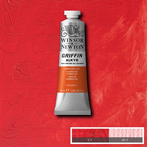 Winsor & Newton Griffin Alkyd Fast Drying Oil Paint, Vermilion Hue | Fast-Drying Oil Paint, Ideal for Thick Impasto Techniques & Underpainting, Slightly More Fluid than Traditional Oils - color: Vermilion Hue, style: 1.25-oz Tube