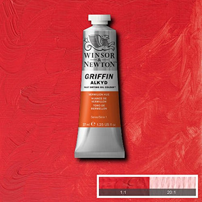 Winsor & Newton Griffin Alkyd Fast Drying Oil Paint, Vermilion Hue | Fast-Drying Oil Paint, Ideal for Thick Impasto Techniques & Underpainting, Slightly More Fluid than Traditional Oils - color: Vermilion Hue, style: 1.25-oz Tube