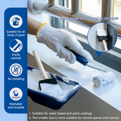 2 Inch Small Paint Roller Kit, 3/8” Nap, 15 Pack | Microfiber Paint Roller Covers, Paint Tray with Liner, Foam Brush, for small spaces, Windows, Cabinets, Walls and touch-ups