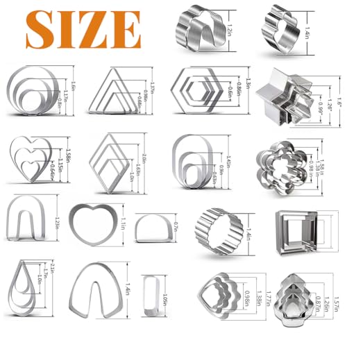 PTFJZ Polymer Clay Cutters for Earring Making 181pcs Clay Tools Set with 44 Shapes Stainless Steel Clay Earrings Cutters 16 Circle Shape Cutters 1 Letter Stamp 120 Jewelry Accessories - color: 181metal