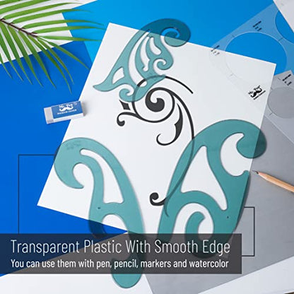 Mr. Pen- French Curve, Large Circle Template and Ellipse Template (6 Pc)