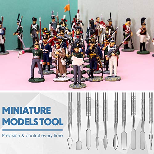 Honoson 5 Pcs Miniature Sculpting Tools, Double-Ended Steel Modeling | 10 Varied Heads for Detailing Plastic Resin Metal Models, work with epoxy clay, Tabletop War Game Mini Sculpting Tools