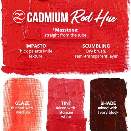 ZenART Professional Oil Paint Set - Artist Grade Cadmium Red Hue - 2x50ml | Non-Toxic, Buttery Consistency, Rich Pigment, Lightfast Oil Paints for Primed Surface Canvas, Fine Art, Portraits & Landscape - color: Cadmium Red Hue
