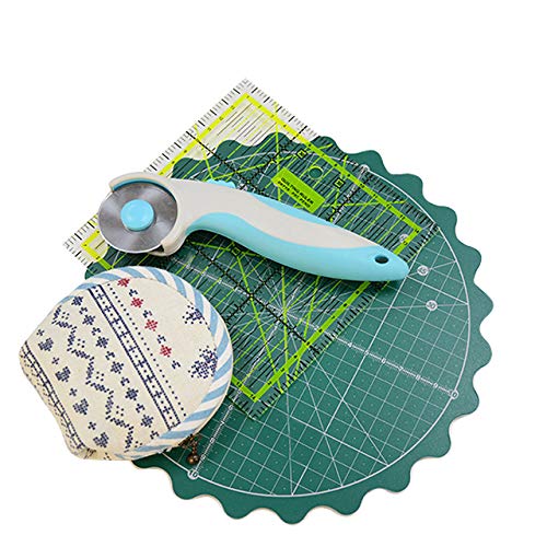 HONEYSEW Circle Rotary Cutting Mat Diameter 20cm(8") Self Healing for Any Table Protection Board Quilt Fabric Doing Crafts Sewing Quilting Projects Rotating Cutter Pad (Green Color)
