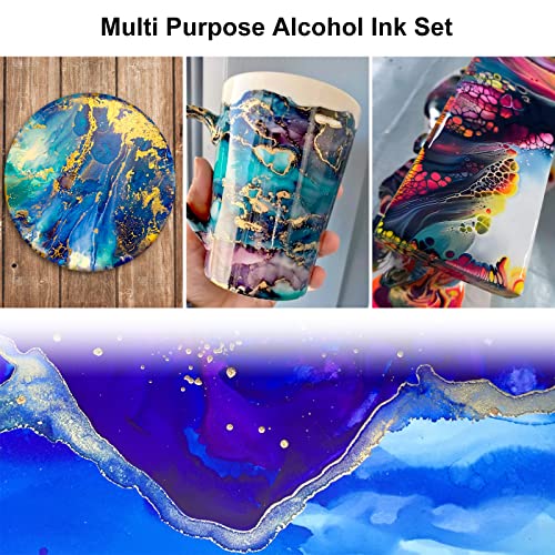 Alcohol Ink Set - 40 Bottles Vivid Colors Alcohol Paint 10ml Each | High Concentration, Metallic Alcohol Paint Resin Dye, Safe Fast Drying Effect, Ideal for Epoxy Resin, Art Painting, Glass - color: 40 Colors