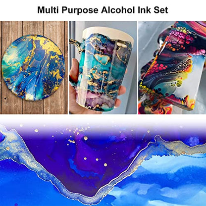Alcohol Ink Set - 40 Bottles Vivid Colors Alcohol Paint 10ml Each | High Concentration, Metallic Alcohol Paint Resin Dye, Safe Fast Drying Effect, Ideal for Epoxy Resin, Art Painting, Glass - color: 40 Colors