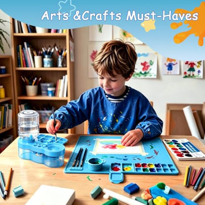 Art Station Set Brush Cleaner and Silicone Craftie Paint Mats - color: Blue