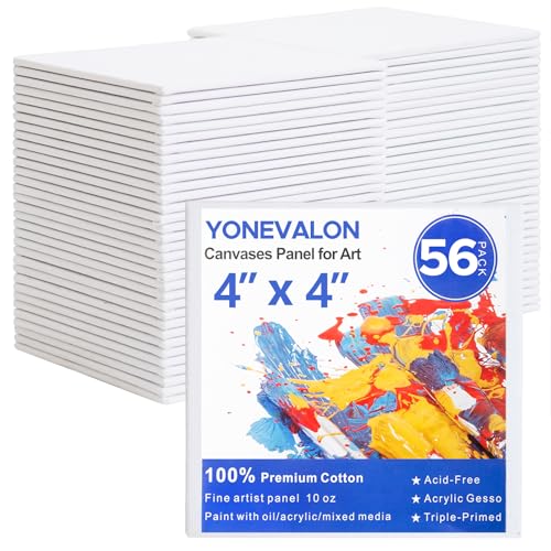 Mini Canvas for Painting 4x4 inch, 56 Pack Bulk Small Painting Canvases - size: 4"x4" - 56pcs