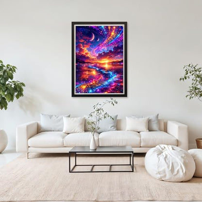 MAXBYE Diamond Art Kits for Adults, River of Light Bedazzling Dot Painting for Adults，5D Full Drill Gem Art Painting Kit, Easy DIY Craft for Stress Relief 12x16in - color: ZD063