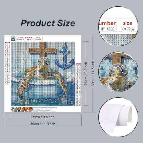 hill froeistung Turtle Diamond Art Painting Kits for Adults | Bathtub Diamond Art for Beginners, 5D DIY Full Drill Round Gem Art Craft Home Wall Decor Gift 12x12 inch,Animal
