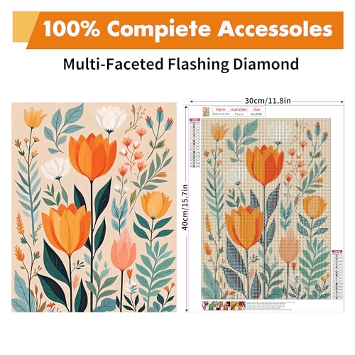Yeadiffy Diamond Art Painting Kits for Adults Diamond Art Kits for Adults Beginners,5D Translucent Gems Diamond Painting,DIY Full Drill Diamond Gem Art and Crafts 12x16inch (Floral) - color: Floral