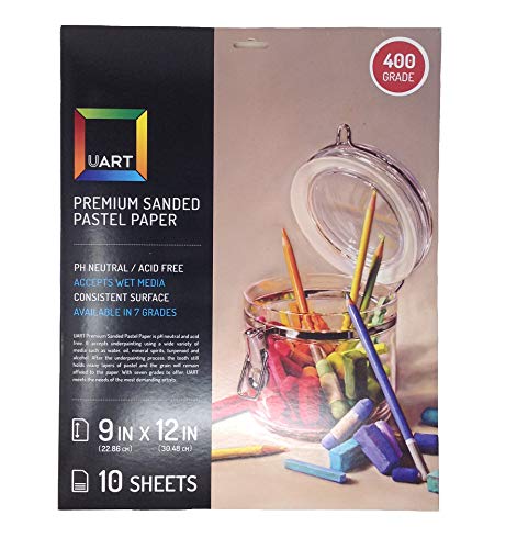 Uart Sanded Pastel Art Paper, Off-White, 9" x 12" Paper, Grit #400, 10 Sheet Pack - color: Grade 400, size: 9" x 12"
