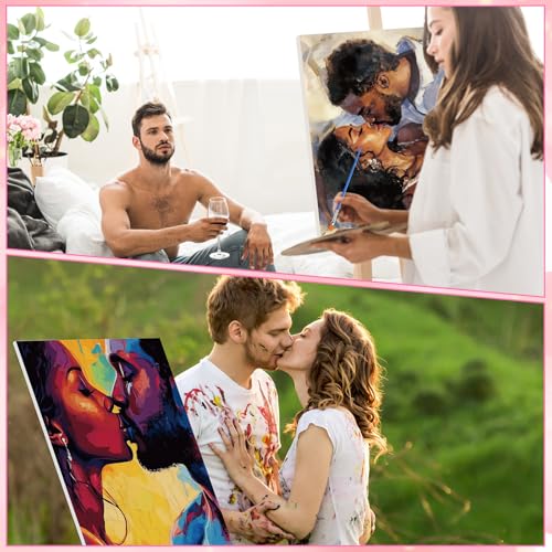 Harloon 36 Pcs 8 x 10 Inch Pre Drawn Canvas for Painting Afro Queen Pre Stretched Canvas Painting for Adults Sip and Paint Party Supplies Favor - style: Sexy Couples