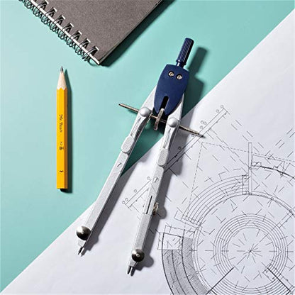 Mr. Pen- Professional Metal Compass Set, 7 pcs | Precision Drafting Compass with Extension Leg, Pencil Holder, Extra Lead & Needles, Geometry Tool for Drawing Circles, Math - style: Compass with Wheel and Lock