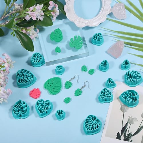 ORIGACH 14 Pcs Monstera Leaves Clay Cutters Set | Leaves Shape Tropical Plants Themed Polymer Clay Cutters for Earring Jewelry Making - style: Monstera Leaves
