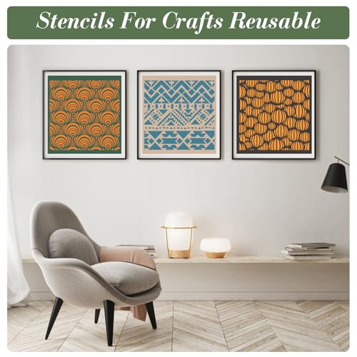 Geometric Texture Stencils for Crafts Reusable 36Pcs Stencils(7.8X7.8 Inch) - color: Texture 7