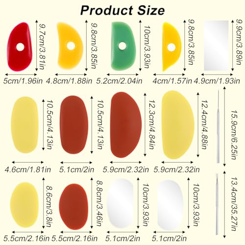 25 Pcs Silicone Pottery Ribs, Multi Styles Clay Soft Rubber Sculpting Tools for Ceramics, Smoothing, Trimming, in 6 Colors