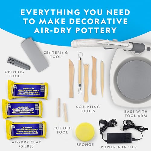 NATIONAL GEOGRAPHIC Hobby Pottery Wheel Kit - 8" Variable Speed Pottery Wheel for Adults & Teens with Innovative Arm Tool, 3 Lb Air Dry Clay & Art Supplies, Crafts for Adults, Craft Kits for Teenagers | 8-Inch Variable Speed Wheel, Innovative Arm Tool, 3