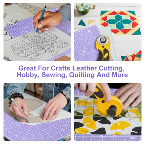 12"x12" Rotating Cutting Mat, Self Healing Mat with 360-Degree Rotation & Anti-Slip Base, Sewing Board Cutting Mat Perfect for Fabric Quilting Leather Hobby Project, Purple - color: Purple, size: 12"L x 12"W