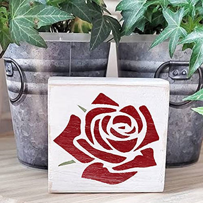 DLY LIFESTYLE Rose Stencil for Painting on Wood, Canvas, Paper, Fabric, Walls and Furniture - Rose Flower Stencil - 6x6 Inches - Reusable DIY Art and Craft Stencils - Floral Stencil - color: Rose 6"x6"