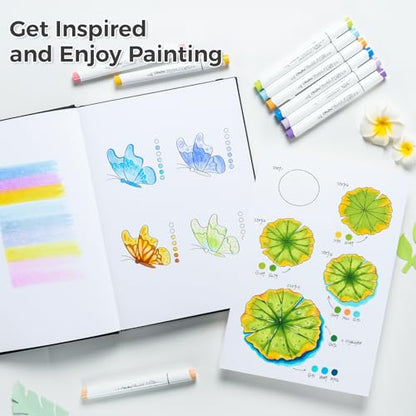 Ohuhu 8.3"x11.7" Marker Paper Pad Art Sketchbook for Drawing and Sketching | Large Sketch Book - 120 LB/200 GSM Smooth Drawing Paper - 78 Sheets/156 Pages - PU Hardcover Sketch Pad for Alcohol Markers - size: 8.3" x 11.7"