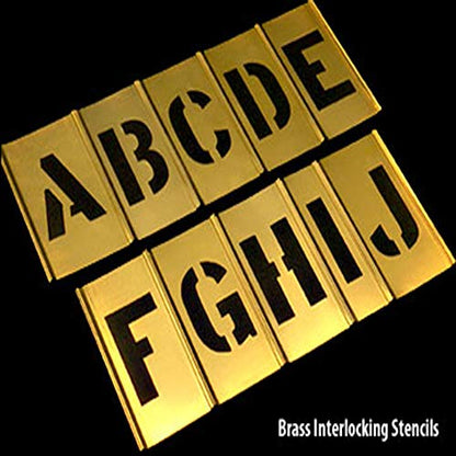 Deezio 1" Brass 46 Pieces Interlocking Stencil Set of Numbers and Letters Kit - size: 1inch(46piece)