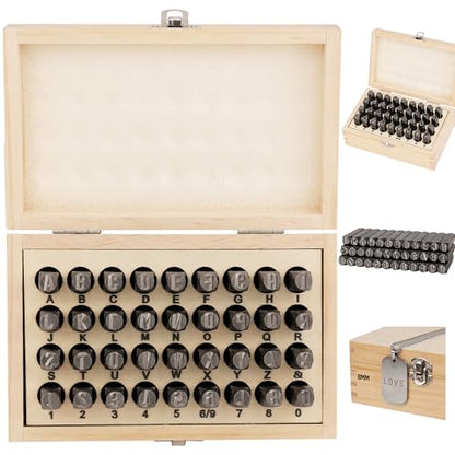 HORUSDY 36-Piece Number and Letter Stamp Set 5/16 (8mm) (A-Z) Punch Perfect for Imprinting Metal Stamping kit, Plastic, Wood, Leather - color: (5/16”) 8mm