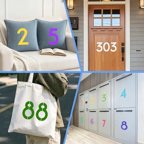 10PCS Number Stencils,8 Inch Plastic Number Stencils Paint Templates - size: 8 Inch