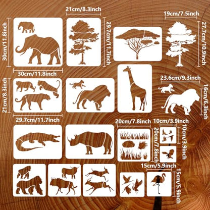 FINGERINSPIRE 16PCS African Animal Stencils for Painting Plants Stencils - color: African Animalss - 16 Pcs