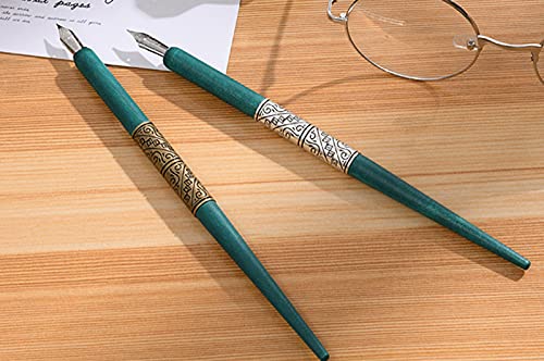 Gullor Wooden Dip Pen Calligraphy Set with Black Ink & 6 Nibs for Beginners, Kids, Writing, Signatures and Drawing, Yellow