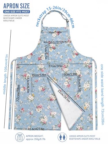Molaxhome Split Pottery Apron with 3 Pockets Unisex with Adjustable Strap | Cotton Blend,Kitchen Apron,for Ceramics,Gardening,Kitchen Cooking - color: Bluerose
