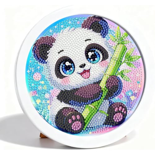 Arttoplus Panda Diamond Art Kits for Kids with Round Frame 8x8 inch - color: CC1127-US