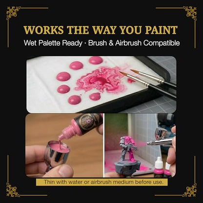 Ludus Bellum Miniature Paint Pink Color 18ml Precision Dropper Bottle | Professional Acrylic Paint for Miniatures & Models, Provides Quality Acrylic Tones and Shades for Warhammer 40K D&D Figures - color: Pink