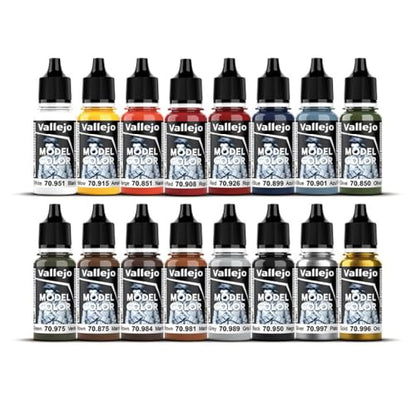 Vallejo - Folkestone Basics Acrylic Paint Set | Model Color | Figure Color Series Historical Miniature Kit to Achieve Historical Accuracy with Artist-Grade Pigments | 16 Bottles x 18 ml (0.60 fl.oz.) - style: Folkestone Basics
