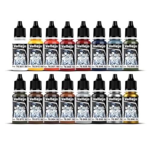 Vallejo - Folkestone Basics Acrylic Paint Set | Model Color | Figure Color Series Historical Miniature Kit to Achieve Historical Accuracy with Artist-Grade Pigments | 16 Bottles x 18 ml (0.60 fl.oz.) - style: Folkestone Basics