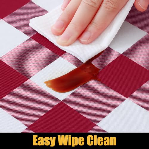 Smiry 4 Foot Picnic Table Cloth, Flannel Backed Fitted Vinyl tablecloths | Waterproof Elastic Rectangle Tablecloth ,Buffalo Plaid Table Covers for Dining, Camping (Burgundy and white, 24" x 48") - color: Burgundy and White, size: 48" x 24" (Rectangular)