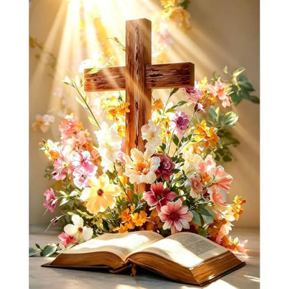 Gemozaic Cross Paint by Numbers Kit for Adults, Floral Book, 16 x 20 Inch - color: MT23239