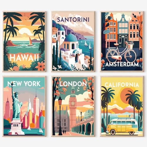 YALKIN 6 Packs Paint by Number Kits for Adults Beginners, DIY Oil Acrylic Painting by Number Kits on Canvas Without Frame, Adults Paint by Number for Home Wall Decor Gifts 20x30CM/7.8x11.8IN