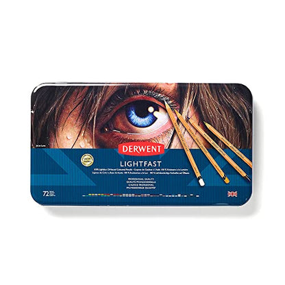 Derwent 2302722 Lightfast Coloured Pencil Tin (Pack of 72) (2302722) - size: 72 Count (Pack of 1)