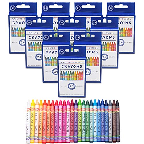 Color Swell Bulk Crayons, 10 Packs, 24 Colors Per Pack (240 Total) - size: 10 Pack | 240 Crayons