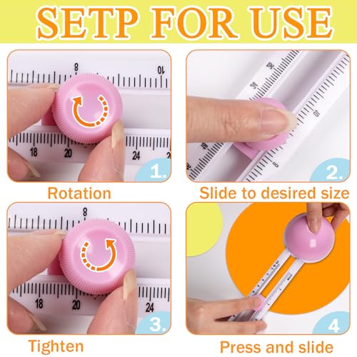 Circle Cutters with 3 blades, Cut Circle Diameter 4'' to 12.5'', Pink | Rotary Circle Cutter for Paper Crafts, Adjustable Circular Cutter Tool for Scrapbook, Easy to Use, Precise & Smooth Cutting - color: Pink