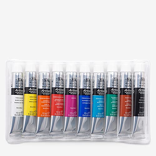 Winsor & Newton Artisan Water Mixable Oil Paint Set, 10 x 12ml Tubes | Clean with water; no solvents needed. Color depth, lightfastness, opacity/transparency are the same as traditional oils. - style: Tube Set 10 x 0.4-oz