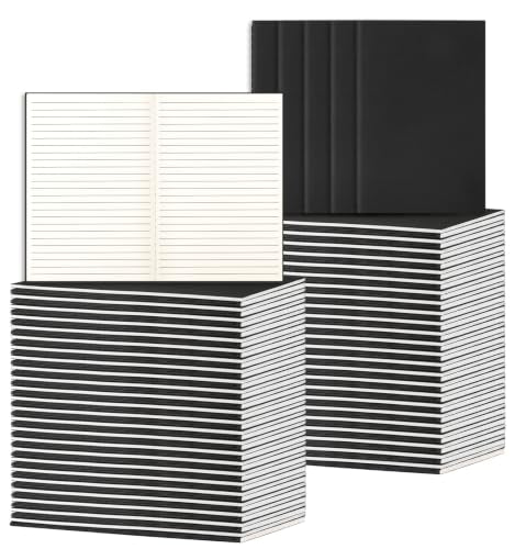 100 Pack A5 Black Cover College Ruled Notebooks Bulk, Journaling Notebooks | A5 Lined College Ruled Notebook, 8.3x5.5 Inches 60 Pages Travel Journal Notebooks Set for Work, School, Writing - color: Black, style: Black-100-Lined