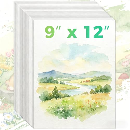 Watercolor Paper 9"x12", Cold Press Water Color Paper, Loose Drawing Paper - size: 9" x 12", 20 sheets, style: loose watercolor drawing paper