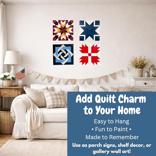 9 Inch Barn Quilt Kit Set 4 | Boho, Milky Way Star, HST, Pineapple | Unfinished wood blocks to paint for DIY parties, farmhouse wall decor, quilting-inspired crafts, handmade gifts. - size: 9 inches (set of 4), style: Boho, Large Milky Way Star, HST Fun,