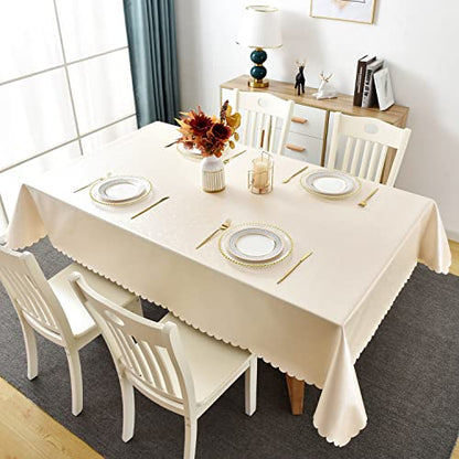 Romanstile Waterproof Vinyl Tablecloth Rectangle, 60 x 120 Inch, Flower Beige - color: Flower Beige, size: 60" x 120" (Rectangular)