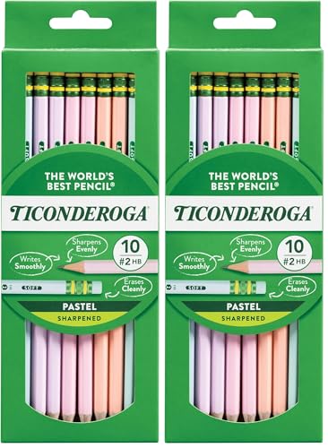 Ticonderoga® Pastel Pencils,2 Soft,Assorted Colors,Pencils,10 Count (Pack of 2) - style: 10 Count Pastel