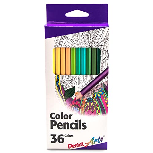 Pentel Arts Color Pencils - Assorted Colors, 36-Pack (CB8-36) - size: 1 Count (Pack of 1), style: Color Pencil