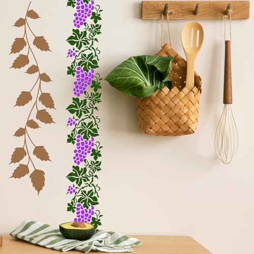 Keluna Leaf Vine Stencils for Painting - 16 Pcs Leaves Wall Stencils for Crafts Reusable, Flower Painting Stencils, Floral Spring Template for Painting on Wood Canva Home Decor - style: leaf vine stencil